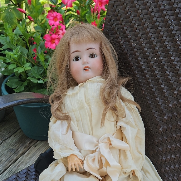 VNT German-made Doll Bisque Body Porcelain Head & Human Hair Wig (Very Old)